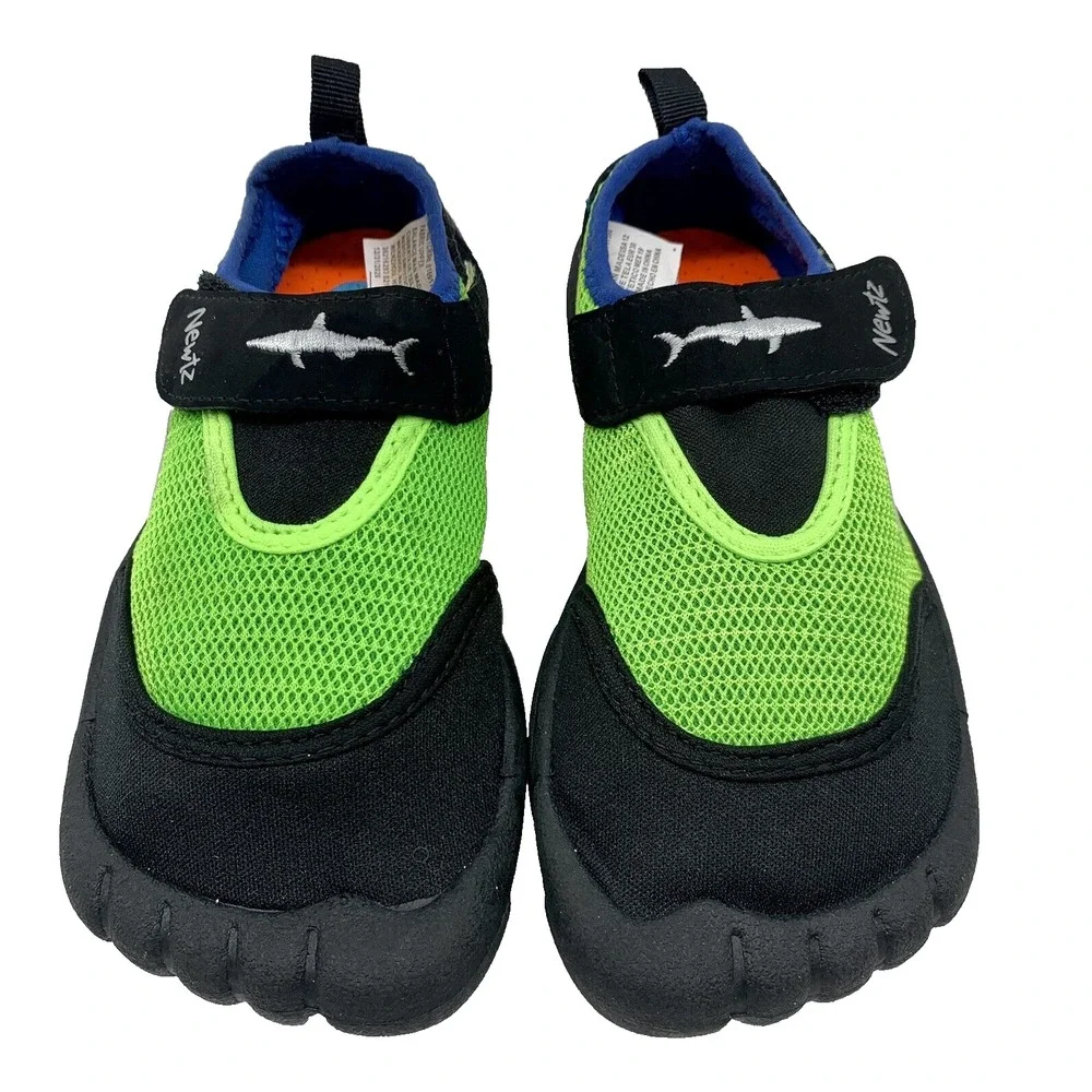 Newtz Water Shoes Size 12 Green Neon‎ Kids Youth Toddler Shark